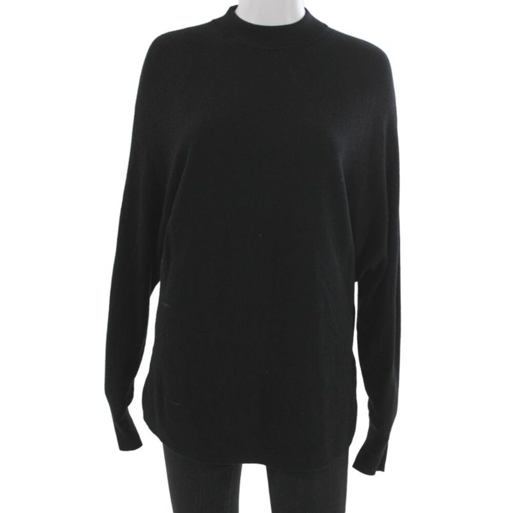 Whistles Womens Black Mock Neck Long Sleeve Pullover Viscose Blend Size S